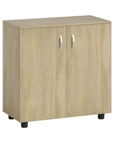  Mobile Ufficio Portadocumenti Multiuso con Serratura, 2 Ante e Mensola Interna, 80x40x80 cm, Rovere