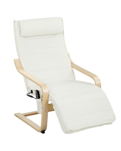  Poltrona Relax Riscaldante e Massaggiante con Poggiapiedi Regolabile e Telecomando, 67x95x101 cm, Crema