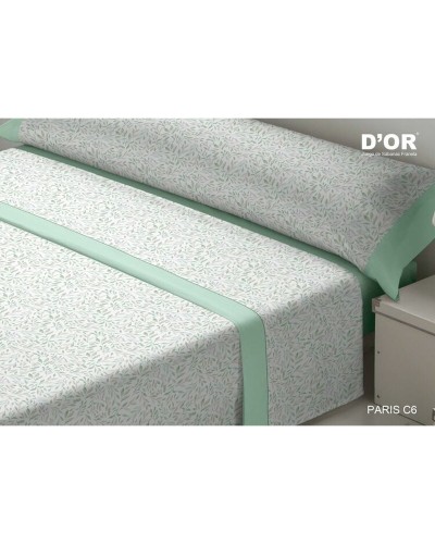 Single Flannel Bed Sheets Green D'Or PARIS, Soft and Warm
