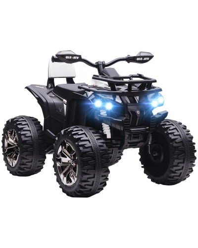  Quad Elettrico per Bambini 3-5 Anni a 12V con Fari e Pedale, Presa USB per Musica, Bianco