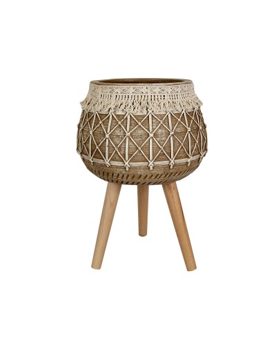 Vaso Romimex Beige Resina Con frange 40 x 30 x 40 cm Gambe