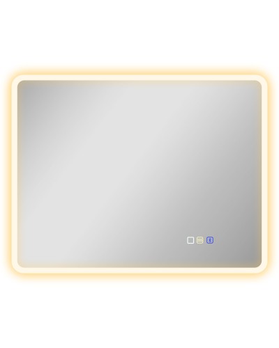  Specchio da bagno LED Bluetooth, con interruttore touch, luce regolabile, 3 colori, anti-appannamento, 70 x 90 cm, Argento