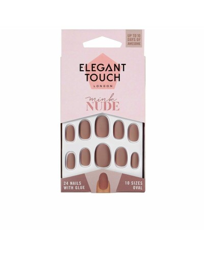 Unghie Finte Elegant Touch Polished Colour Ovalada Mink Nude (24 uds)