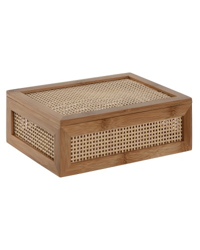 Box-Schmuckkästchen Home ESPRIT natürlich Bambus Rattan 23 x 15 x 8 cm (10 Stücke)