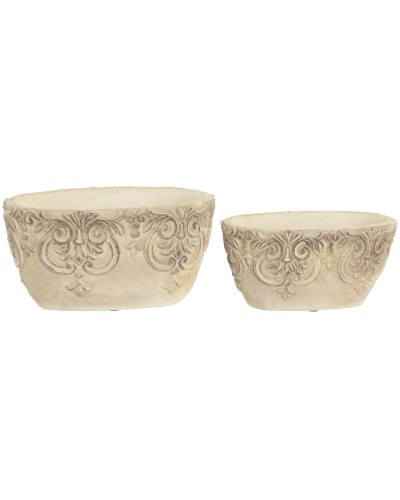 Tischdekoration Home ESPRIT Weiß Shabby Chic Antiker Finish Barroco (2 Stück)