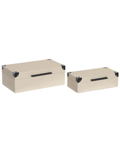 Box-Schmuckkästchen Home ESPRIT Schwarz Beige Holz 34 x 20 x 12 cm (2 Stück)