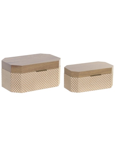 Jewelry box Home ESPRIT Natural Wood 30 x 19 x 14 cm (2 Units)