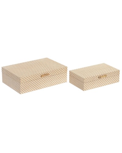 Jewelry box Home ESPRIT Beige Wood 30 X 21 X 9,4 CM (2 Units)
