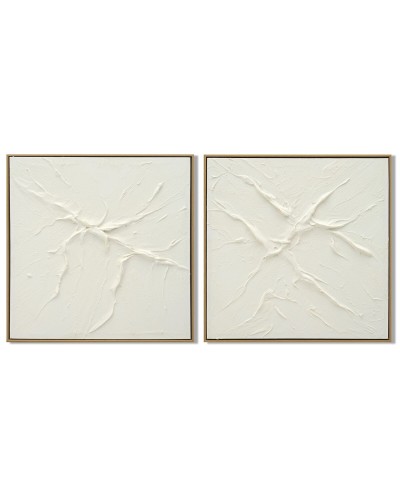 Cuadro Home ESPRIT Blanco Abstracto Escandinavo 62 x 4,5 x 62 cm (2 Unidades)