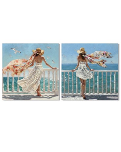 Painting Home ESPRIT Blue Mediterranean 100 x 3 x 100 cm (2 Units)