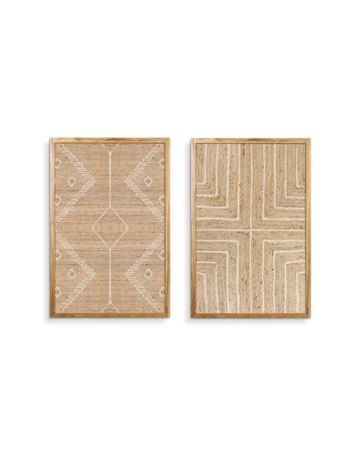 Schilderij Home ESPRIT Natuurlijk Boho Met reliëf 60 x 3 x 90 cm (2 Stuks)