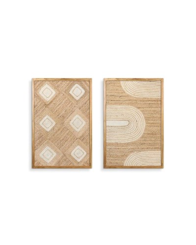 Painting Home ESPRIT Natural Boho With relief 60 x 3 x 90 cm (2 Units)