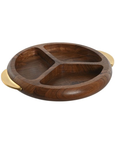 Bandeja de Aperitivos Home ESPRIT Dorado Natural 35 x 30,5 x 4,5 cm