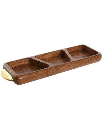 Snack tray Home ESPRIT Golden Natural 45 x 12,7 x 4,5 cm