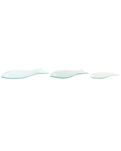 Set di Vassoi Home ESPRIT Blu cielo Pesce Mediterraneo 39 X 21 X 2,8 CM (3 Unità)