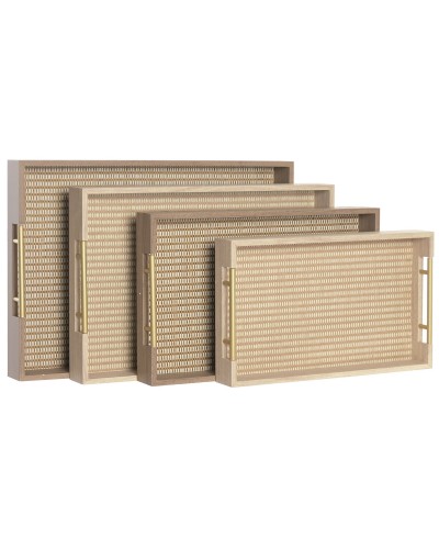 Set of trays Home ESPRIT Brown Natural Traditional 52 X 36 X 5,5 CM (4)