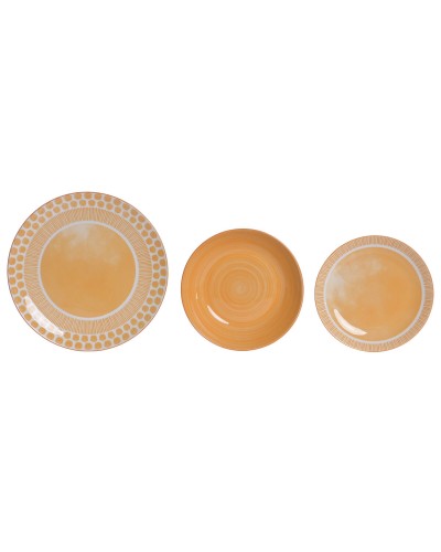 Geschirr-Set Home ESPRIT Orange Porzellan 18 Stücke