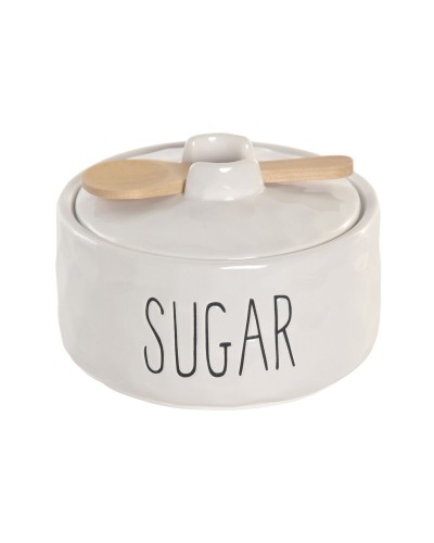 Sugar Bowl Home ESPRIT White Natural Bamboo Porcelain 11,8 X 11,8 X 8,2 CM