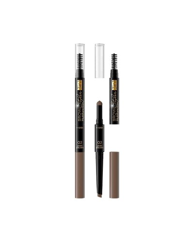 Eyebrow Pencil Eveline Dark brown 3-in-1