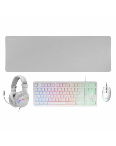 Teclado y Ratón Mars Gaming MCPRGB3WES Qwerty Español Blanco