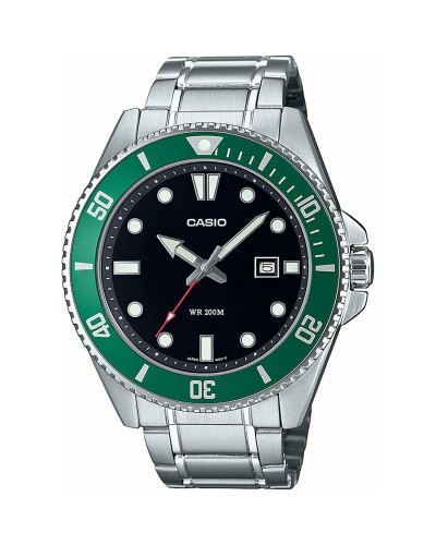 Miesten rannekellot Casio DIVER DATE 200M - BLACK Musta Hopeinen (Ø 44 mm) (Ø 46 mm)