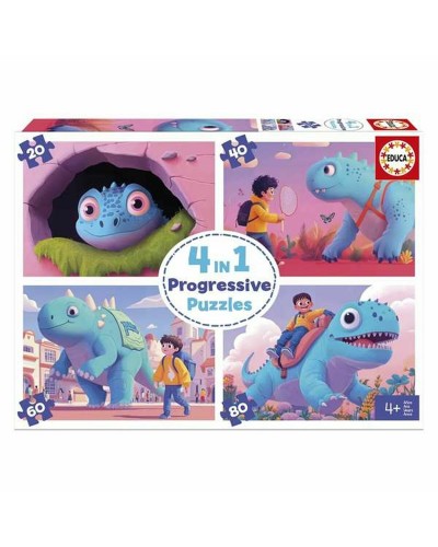 Set mit 4 Puzzeln Educa Dinosaurios Amistosos 20 Stücke 40 Stücke 60 Stücke 80 Stücke