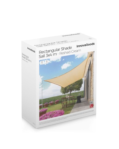 Suorakaiteen muotoinen varjostava purjekatos Reshad InnovaGoods   Beige 3 x 4 m (Kunnostetut Tuotteet A)