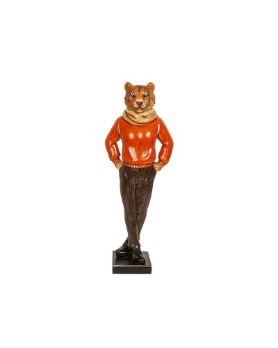 Statue Décorative Tigre Romimex en Résine Rouge, 14 x 37 x 10 cm
