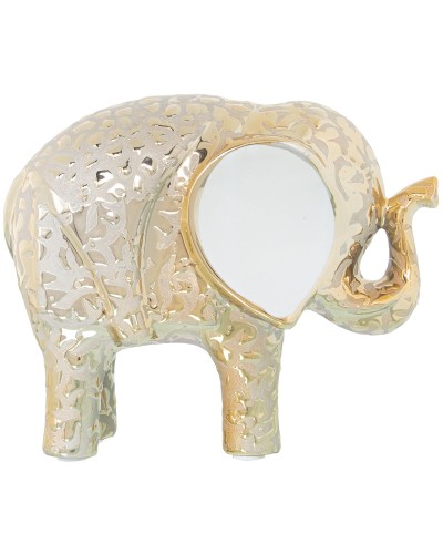 Decoratieve figuren Alexandra House Living Wit Keramisch Olifant Gouden 9 x 19 x 16 cm