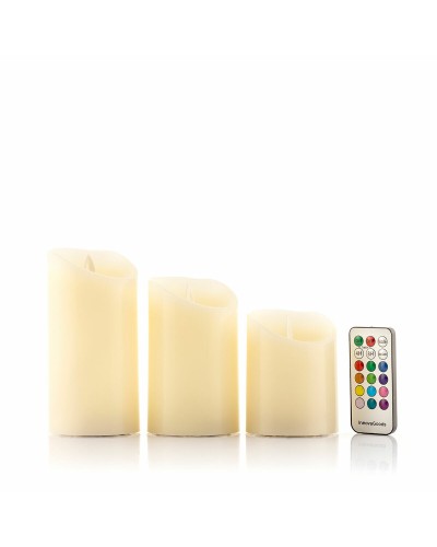 Veelkleurige Ledkaarsen met Vlameffect en Afstandsbediening Lendles InnovaGoods Wit 3 Stuks (Refurbished A)