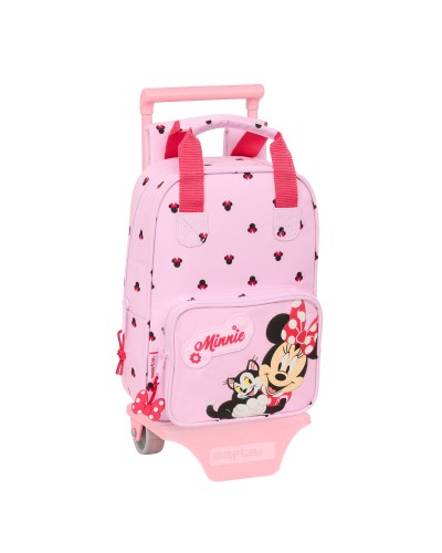 Mochila Escolar con Ruedas Minnie Mouse Naive Rosa 20 x 28 x 8 cm