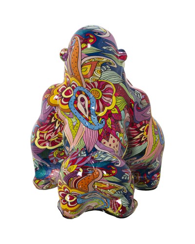 Statua Decorativa Alexandra House Living Multicolore Plastica Gorilla Graffiti 18 x 21 x 23 cm Ciotola