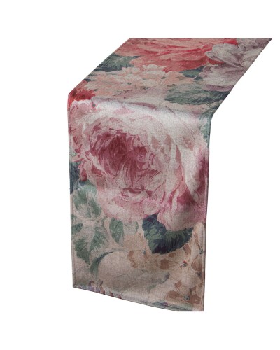 Chemin de table Alexandra House Living Velours Floral Rose | 180 x 30 cm pour Tables
