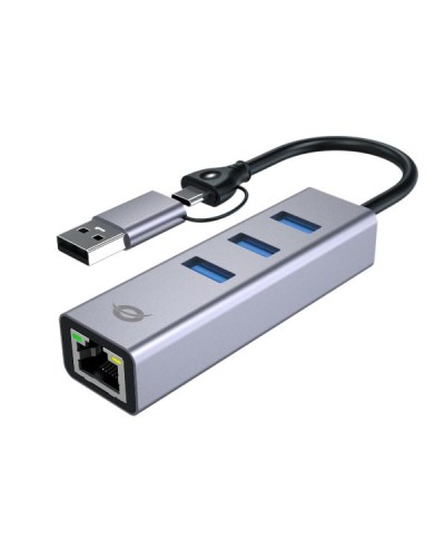 Adattatore di rete da USB-C a Gigabit con hub USB a 3 porte