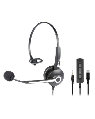 HHEADM-CJM  CUFFIA MONOAURALE CON MICROFONO USB-C E JACK 3.5mm + TELECOMANDO