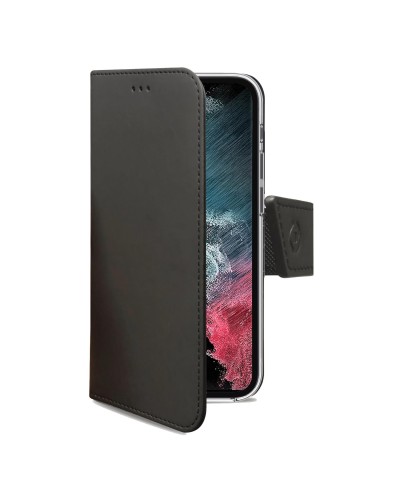 WALLY - Custodia a libro in pelle sintetica con chiusura flap magnetico, slot per carte e funzione stand colore nero compatibil