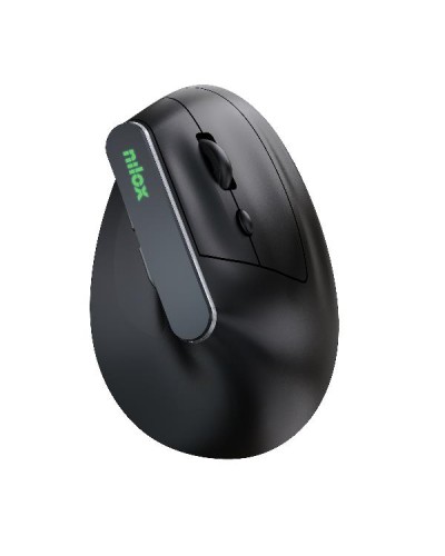 NILOX TECH - Mouse Verticale, connessione wireless DUAL (BT 5.2 e Dongle 2.4GHZ), ricaricabile tramite porta USB-C, cavo inclus