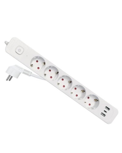 EQUIP - MULTIPRESA 5-SCHUKO e con 3 USB (1C + 2A), tasto on/off, protezione bambini