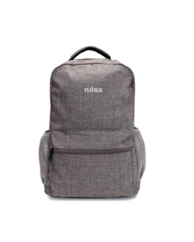 NILOX TECH - Zaino per Notebook/Laptop 15.6", materiale riciclato, 2 ampi scomparti, tasche esterne, spallacci imbottiti e rego