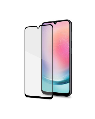 FULLGLASS - Vetro 9H con bordo colorato nero compatibile con Samsung Galaxy A24 4G/ Galaxy A25 5G
