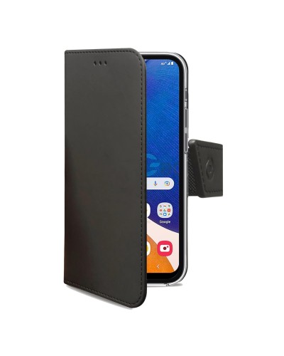 WALLY - Custodia a libro in pelle sintetica con chiusura flap magnetico, slot per carte e funzione stand colore nero compatibil