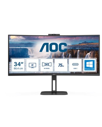 AOC CU34V5CW 34" Curved WQHD USB-C Monitor with Webcam