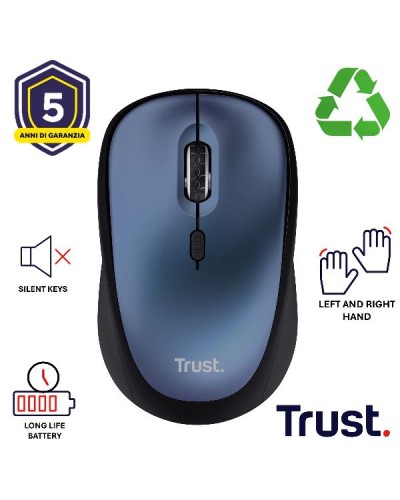 TRUST YVI+ Silent Wireless Mouse 1600DPI Blue