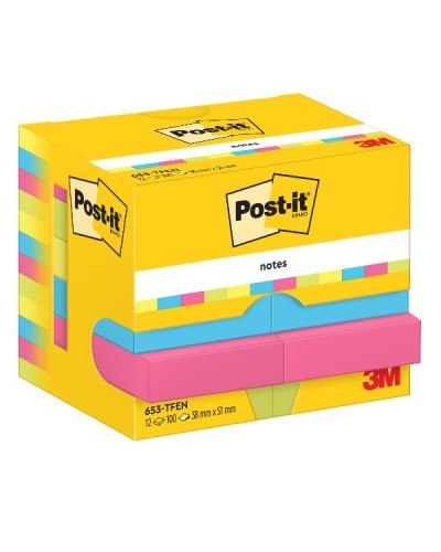 Post-it Energetic Sticky Notes 38x51mm 12x100 Sheets
