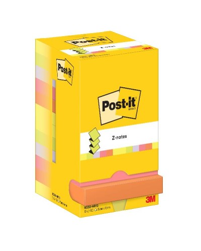 Post-it Z-Notes 76x76mm, 12 Pads, Assorted Colors