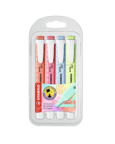 STABILO swing cool Pastel - Highlighter Pen Set, 4 pcs