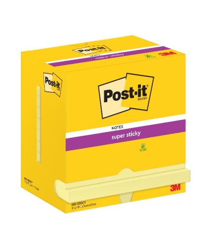 Post-it Super Sticky Notes 655-12SSCY, 12 Pads, Yellow