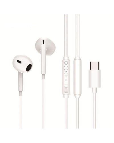 White USB-C Earbuds with Microphone