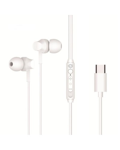 White USB-C In-Ear Earphones with Microphone