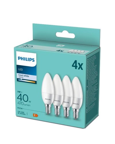 Philips LED Candle E14 4000K 4.9W Non-Dimmable